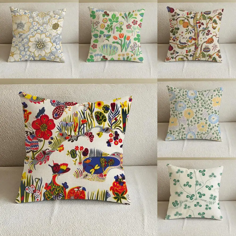 J-Josef Frank Cushion Cover Natural Linen Pillowcase Set, All-in-One Decor for Sofa, Bedroom & Chair