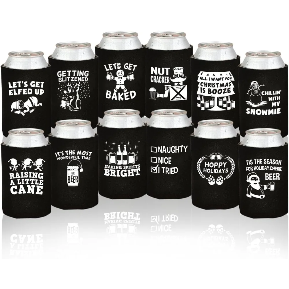 

12 упаковок, держатели для напитков для вечеринок для мужчин, рождественские забавные охладители для пивных банок, подарки для рождественских праздничных вечеринок, подарок