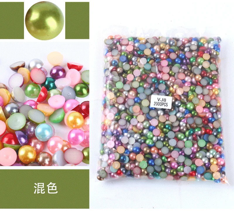 Many Colors Sizes 3/4/5/6/8/10/mm Imitation Pearl ABS Plastic Half Round Loose Beads For Nail Art DIY Crafts Garment Decoration