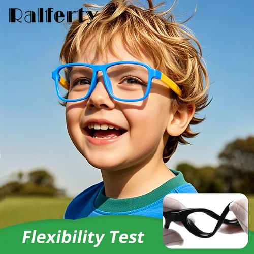 Gafas de luz azul flexibles para niños, montura cuadrada, protección Digital Anti-UV, montura óptica para juegos y estudio, gafas sin receta