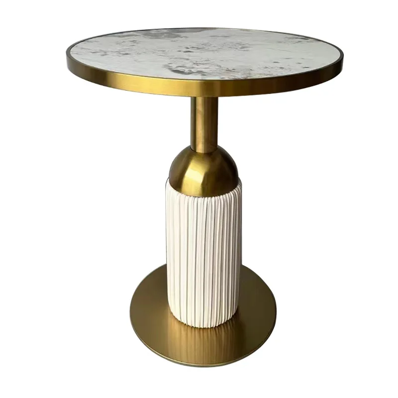 Reception Round  Stainless steel casual negotiation Small round Hotel rock slab coffee table Sales office Light