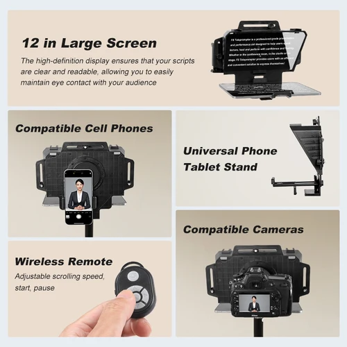 Imagen 2 del producto Soonpho F7 F8 teleprompter para tableta portátil Smartphone cámara Bluetooth telepronter portátil para transmisión en vivo grabación de vídeo