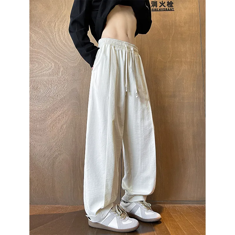 

2025 New Autumn Solid Color Casual Pants Loose Fit Straight Leg Cropped Trousers for Men, Big Size Comfortable Lounge Wear M-5XL