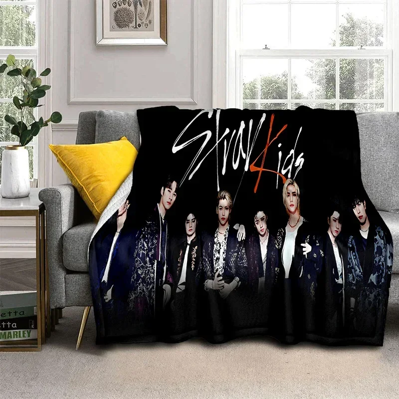 Korea Kpop Stray Kids 3D Singer Soft Flannel Blanket for Beds Bedroom Sofa Picnic,Throw Blanket for Cover Outdoors Leisure Gift