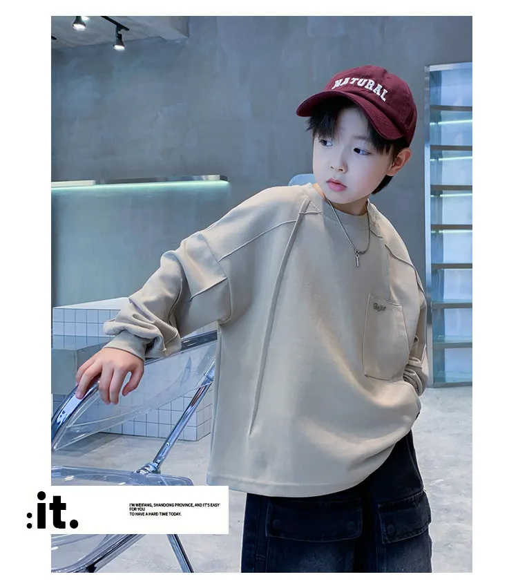 Neue Jungen-Sweatshirts 8 10 12 14 Jahre Alte Kinder Pullover Baumwolle Langarm Koreanische Kleidung Frühling Herbst Lässige Sweatshirts Oberteile – Detail 8
