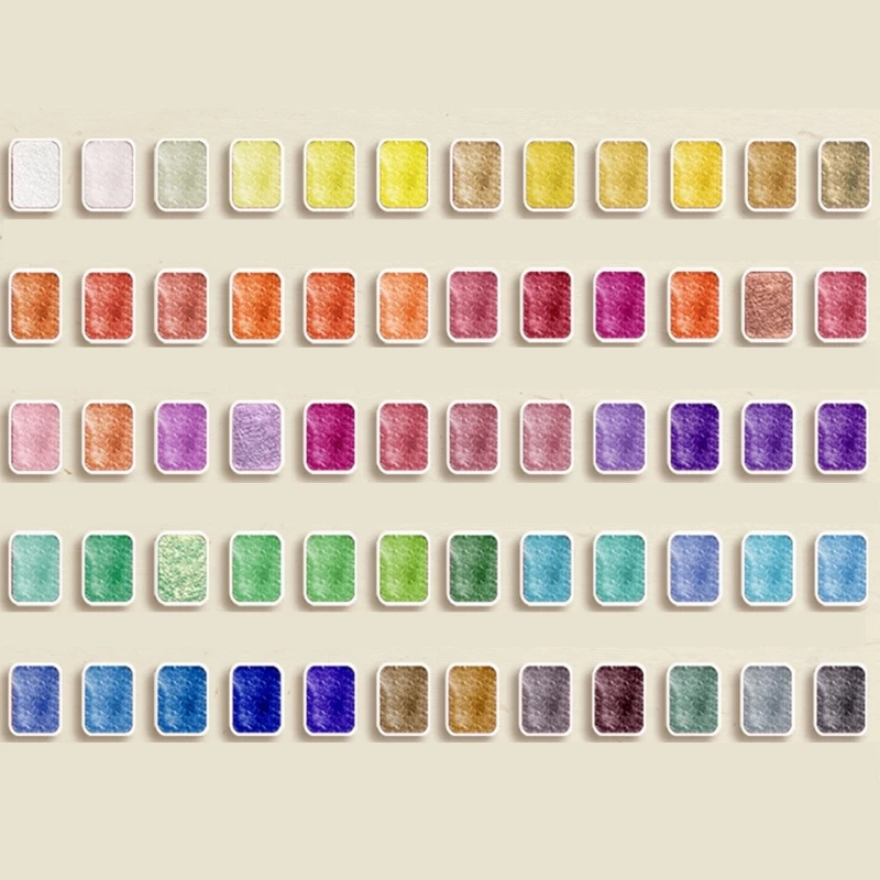 Set pittura ad acquerello a pigmenti solidi da 60 colori Forniture per pittura ad acquerello a pigmenti perlescenti per
