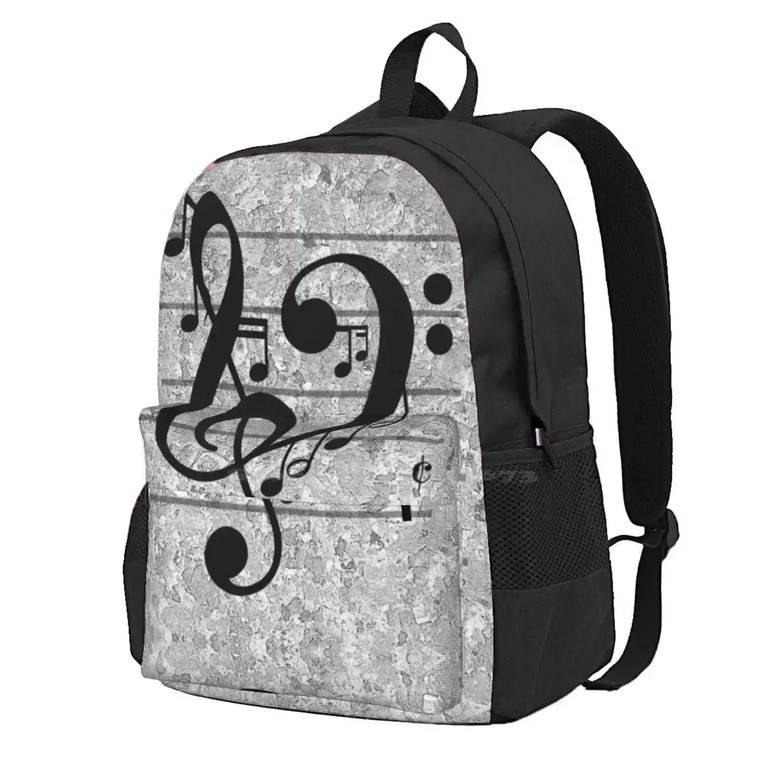 

Love Music Hot Sale Schoolbag Backpack Fashion Bags Musical Clef Symbol Bass Treble Song Heart Typography Music Notes