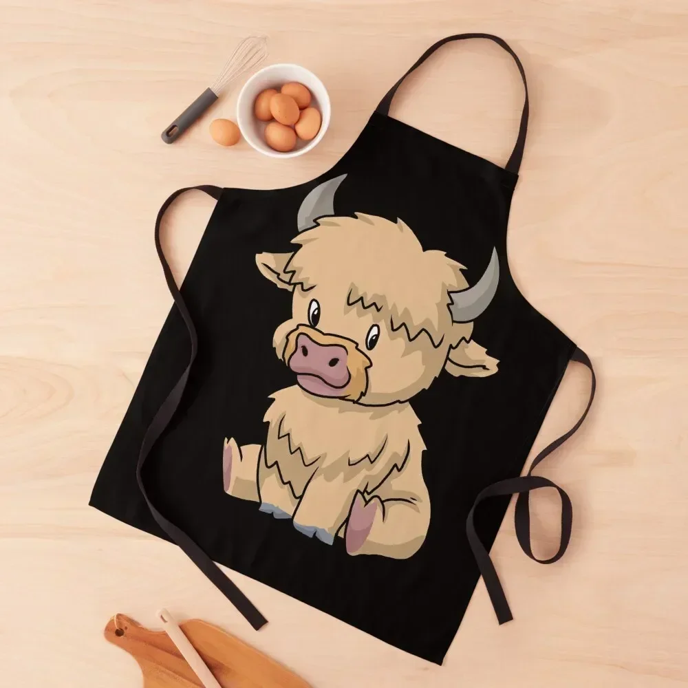 

Scottish Highland Cow Messy Hair Cute Cow Apron Cute Kitchen Accessories restaurant accessories Apron