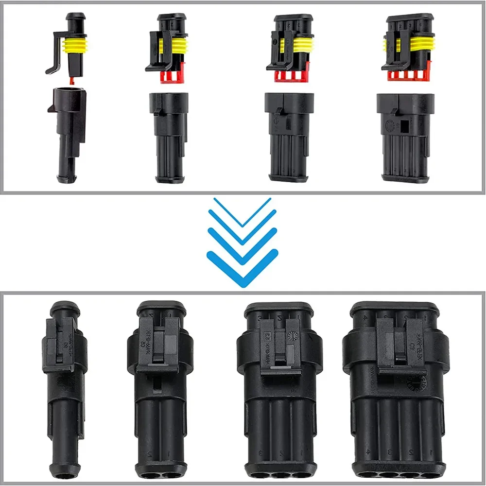 1004PCS DJ2 automobile waterproof connector 1-16 hole with harness male and female HID plug socket LED spotlight connector