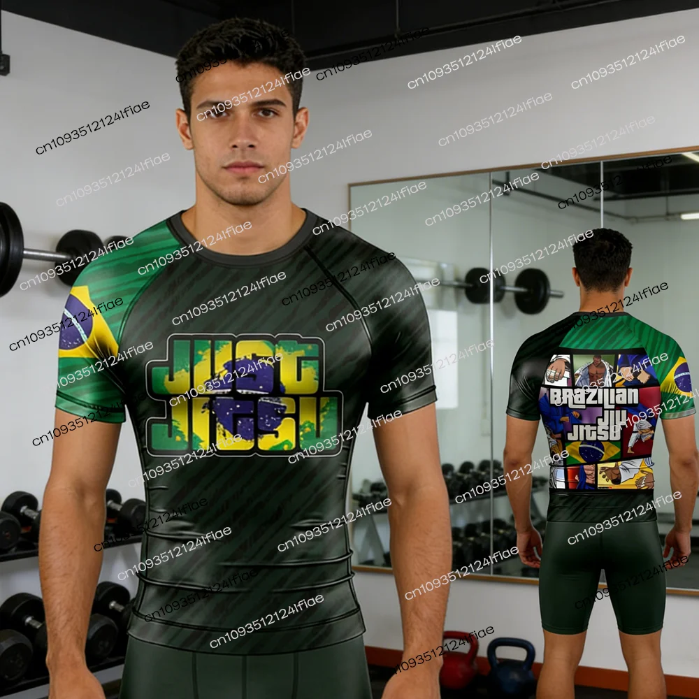 Brazilian men's summer quick-drying T-shirt outdoor/fighting/jiu-jitsu sports T shirt fitness short-sleeved tops casual wear