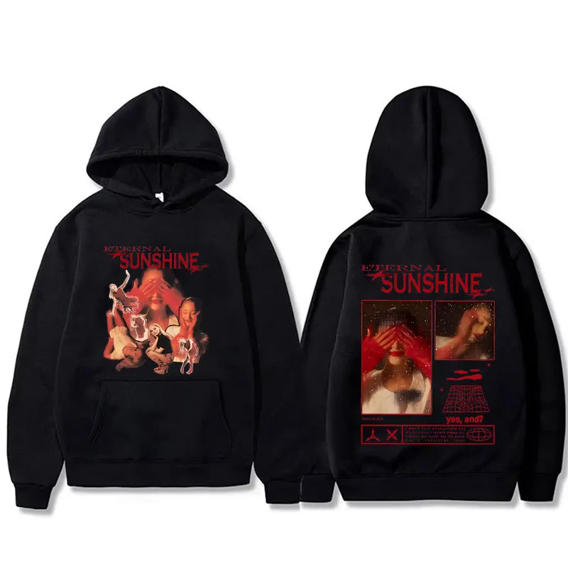 Yes and Ariana Grande Eternal Sunshine Graphic Print Hoodie Men Women Fashion Oversized Streetwear Male Fleece Cotton Pullover