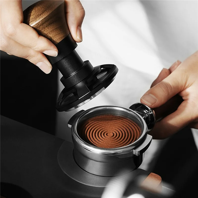 ABGG-Manual Coffee Tamper 58.35Mm Espresso Tamper,Walnut Constant Level With Sound Feedback,Suitable For 58Mm