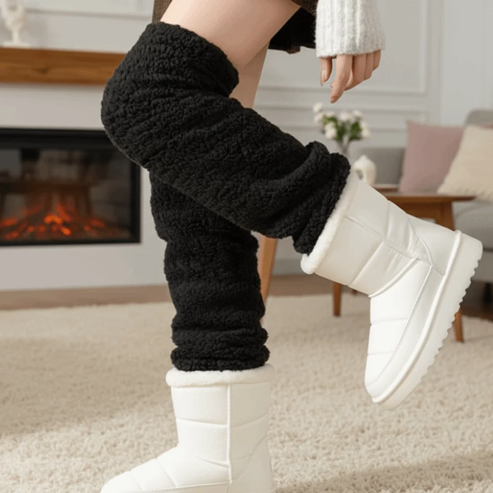 

Простые зимние чехлы для ног, утепленные теплые чулки из кораллового флиса, наколенники с бархатным флисом, гетры, зимние напольные плюшевые чулки