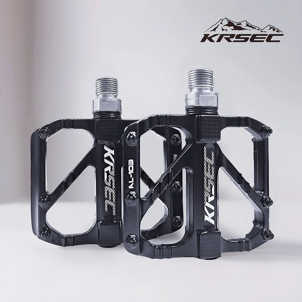 KRSEC Bicycle Pedals Non Slip DU Bearing Bike Pedal Ultralight MTB Aluminum Alloy Pedal Mountain Road Bike Bicycle Accessories