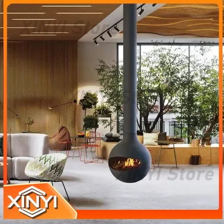 Hanging Ball Fireplace Real Fire Wood Burning Hotel Living Room Villa Homestay Firewood Heating Alcohol Atomization Decoration