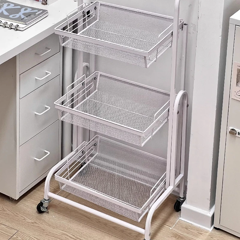 

Large capacity stationery trolley removable foldable carbon steel snacks bedroom next to desk storage storage rack