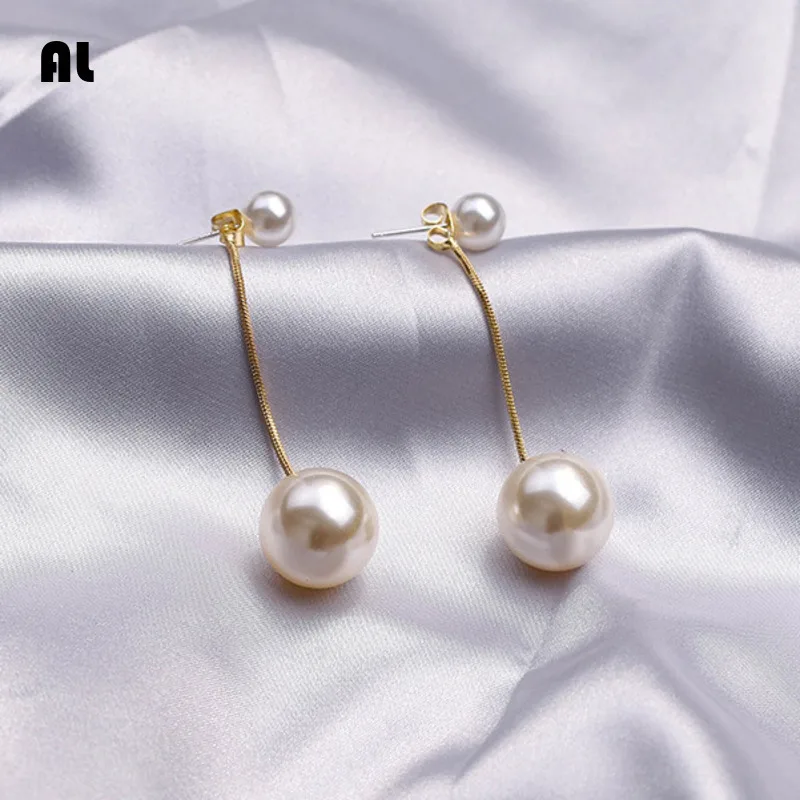 

Exquisite Fashion White Imitation Pearl Long Chain Tassel Drop Earrings for Women Gold Color Ear Jewelry Trend Girl Gift