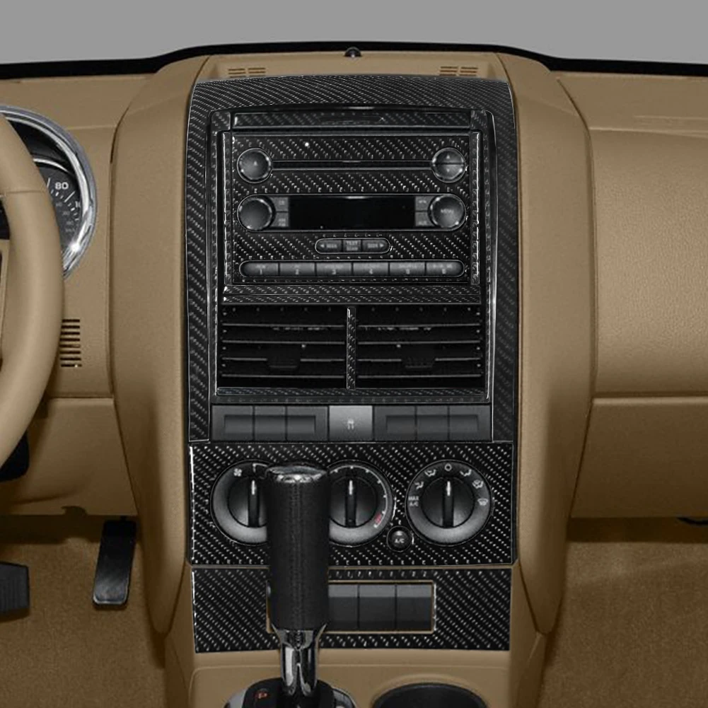 Car Accessories Styling Carbon Fiber Stickers Center Console With Radio Windows Control Panel For Ford Explorer 2008 2009 2010 image 3