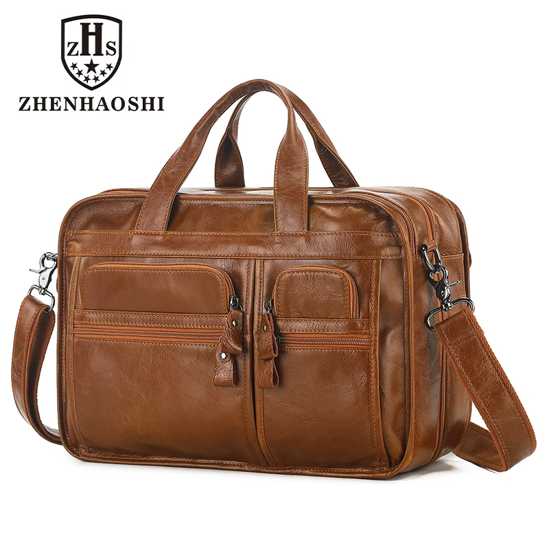 Bolso de mensajero de cuero de vaca genuino para hombre, bolso de hombro con almohadilla de viaje, maletín de oficina, nuevo