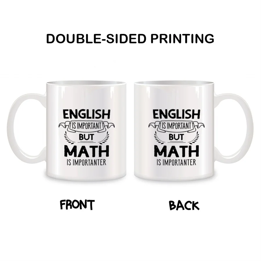 English is Important but Math is Importanter Mugs For Teachers Professor Birthday Novelty Coffee Ceramic Tea Cups White 11 oz