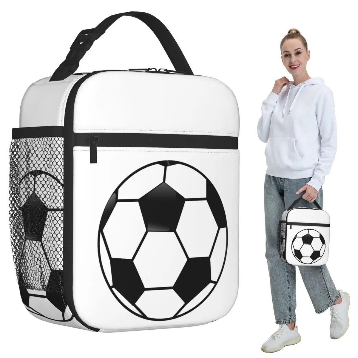 

Sports Soccer Ball Insulated Lunch Bag for Kids School Cooler Thermal Food Box Tote Leakproof Lunch Boxes Container