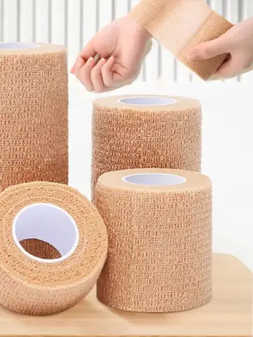 10 Rolls Medical Adhesive Bandage Elastic Breathable Sports Self Adhesive Tape Beige Wrap Finger Tape For Wrist Ankle First Aid