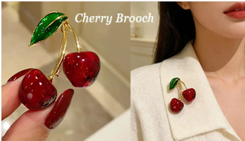 Green Red Crystal Rhinestone Four-Leaf Clover Flower Brooches Lapel Pins Jewelry Clothing Accessories Brooch for Women 2024