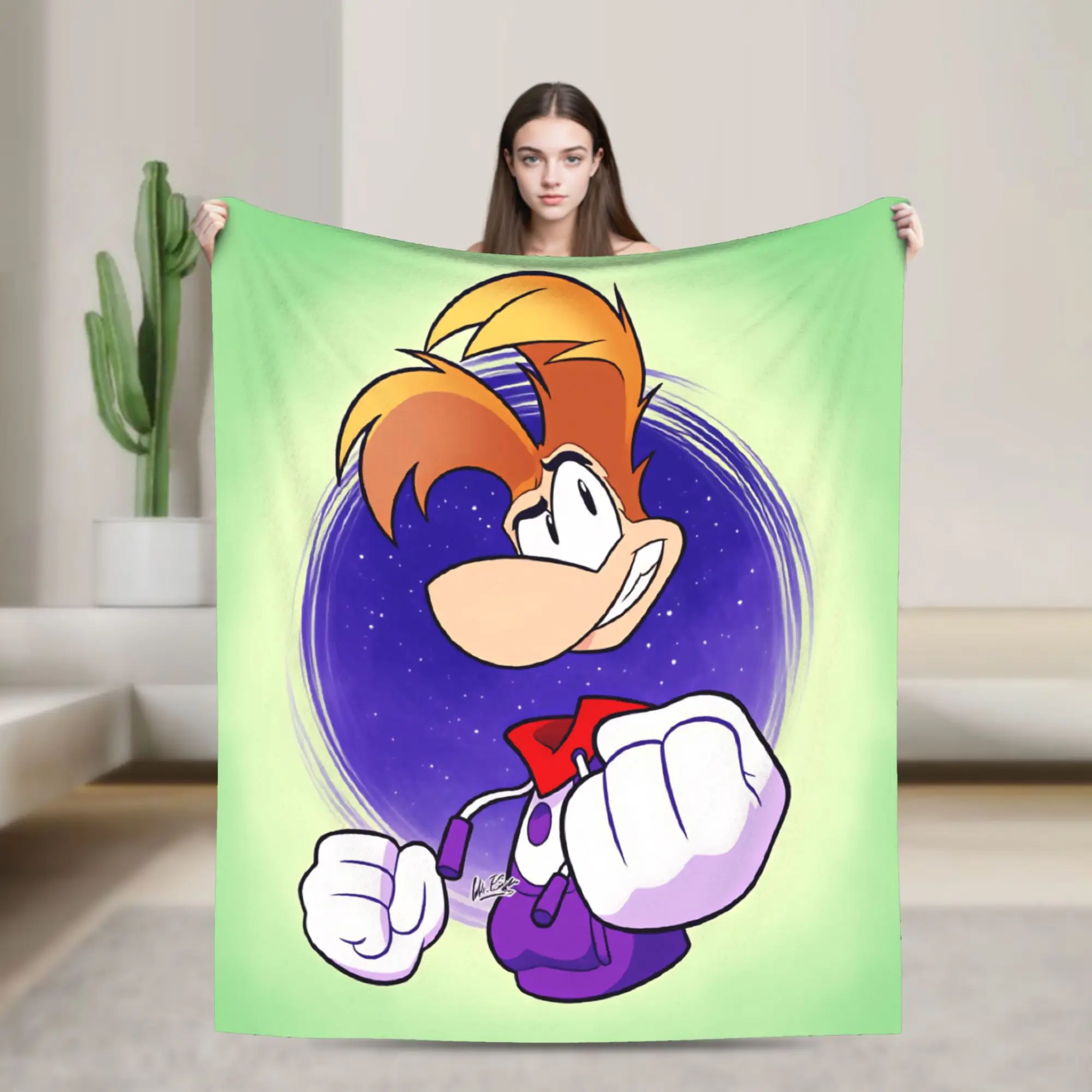 Warm Comfy Blanket Travel Office Flying fist attack Raymans Throw Blanket Pattern  Bedspread For Bedroom