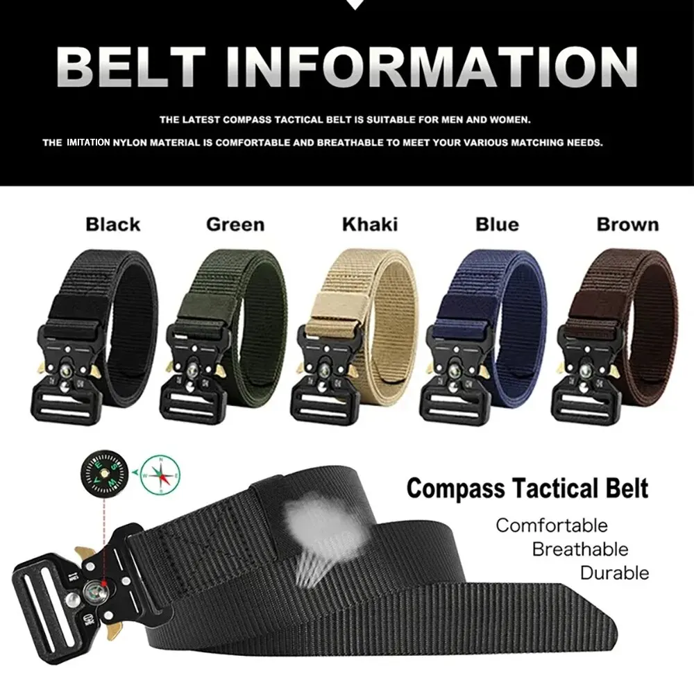 Men's Belt Outdoor Multi Function Compass Belt High Quality Canvas For Nylon Male Luxury Belts Women's SportsBelts Neutral Belts