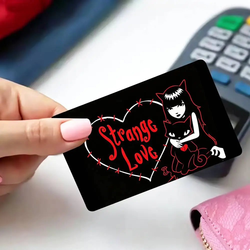 Gothic E-Emily the Strange   4pcs 1Set Card Stickers Small Waterproof Chip 4PCS Card Sticker Anti-Scratch
