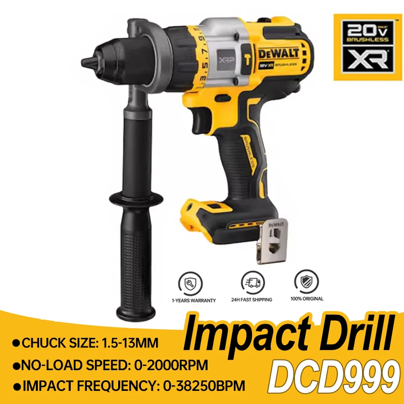 

DEWALT DCD999 Hammer Drill 20V FLEXVOLT ADVANTAGE Brushless Motor Cordless Impact Electrical Drill 1/2-Inch Power Tools