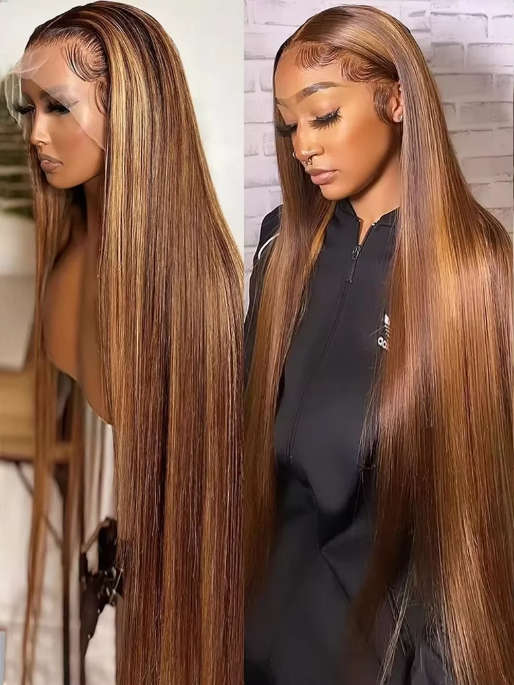 Destaque ombre 360 peruca dianteira do laço completo 40 Polegada 13x6 osso em linha reta hd laço frontal colorido perucas de cabelo humano mel loira peruca de cabelo