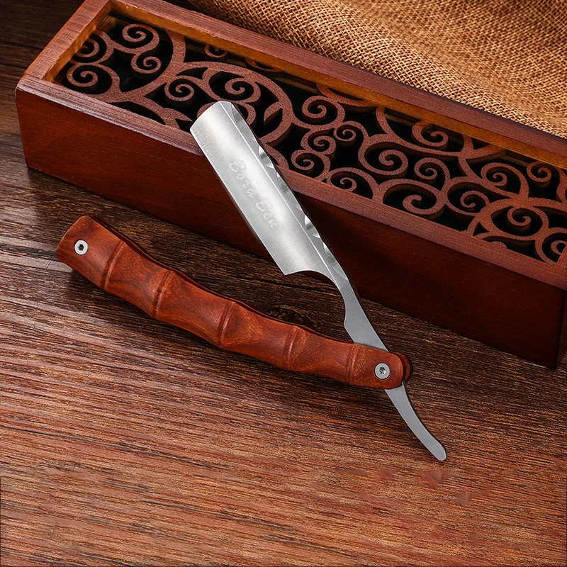 Wytnij gardło prosto brzytwa drewno profesjonalna brzytwa fryzjerska najwyższej jakości krawędź prosta maszynka do golenia brody prezent