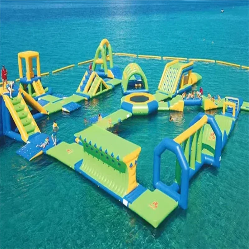 Large Inflatable Water Park with Slides Team Building Activity Equipment