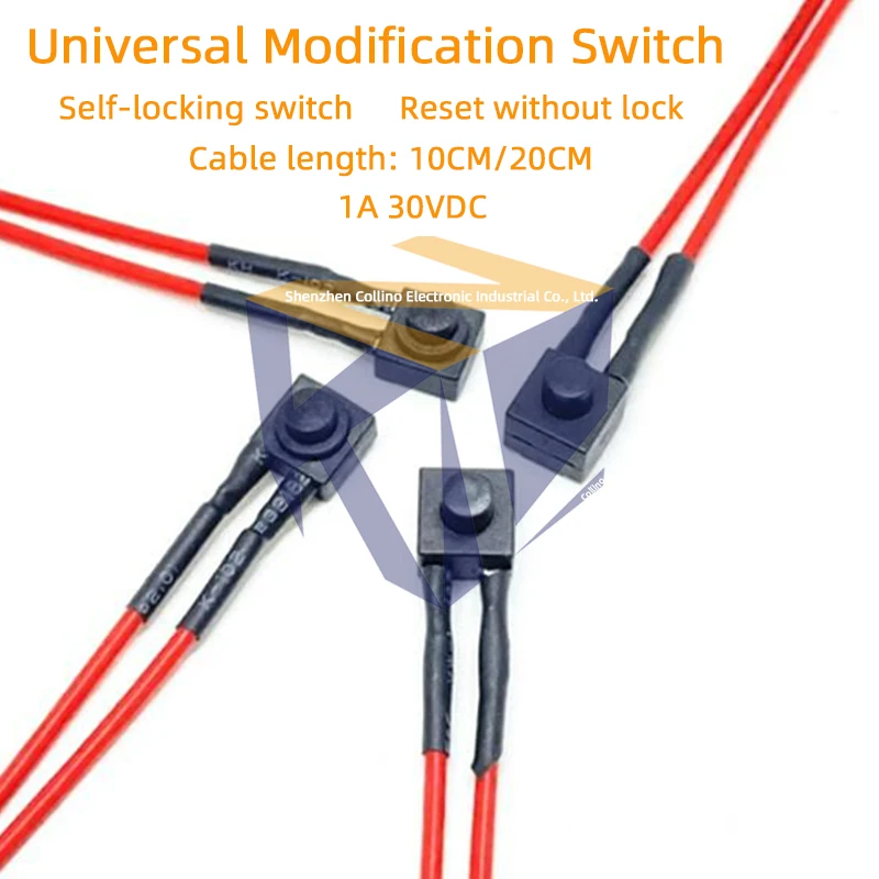 2pcs Self-locking switch Reset without lock Small mini reset power button switch for car modification model airplanes drones etc