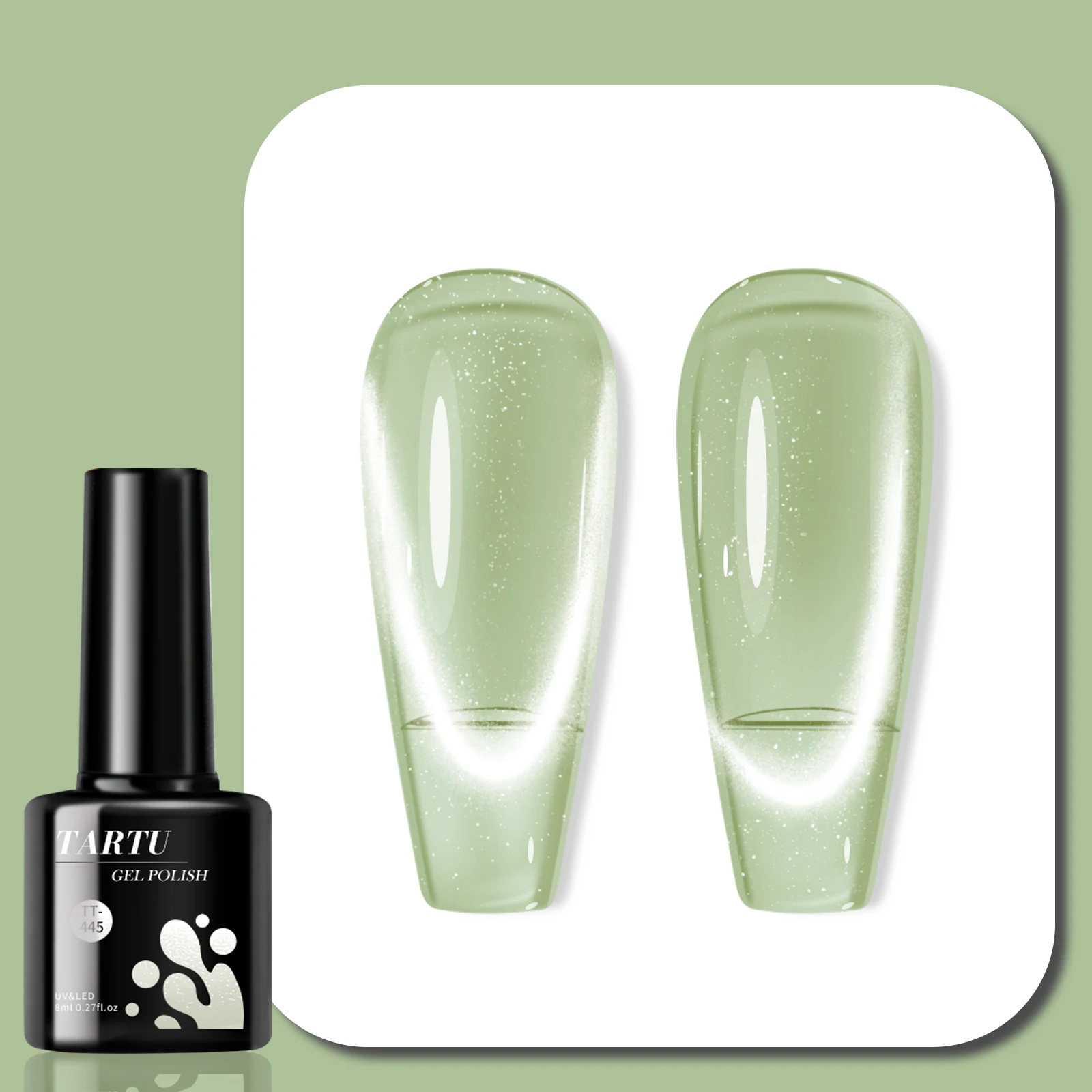 8ml 그린 캣아이 젤 네일 폴리쉬 LED/UV 롱래스팅 글리터 시퀸 홀로그램 글리터 네일아트 홈 살롱 매니큐어