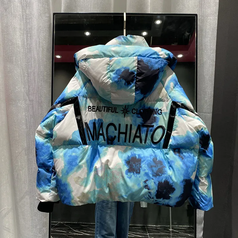 مزاجه المرأة coat2025 جديد الشتاء سميكة أسفل السترات النساء مقنعين فضفاض رسالة الأبيض بطة أسفل النساء أسفل السترات H554 #3