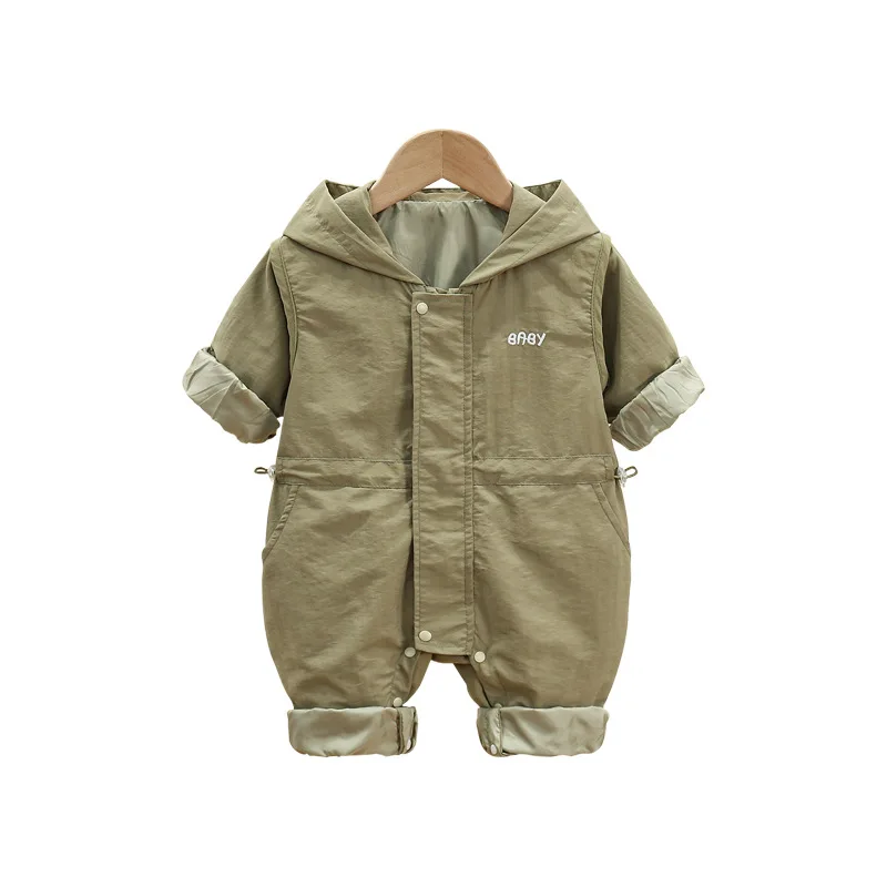 Newborn Baby Bodysuit Clothes Windproof Long Sleeve Rompers Hooded Clothing Boys Girls Outdoor Jackets Clothes