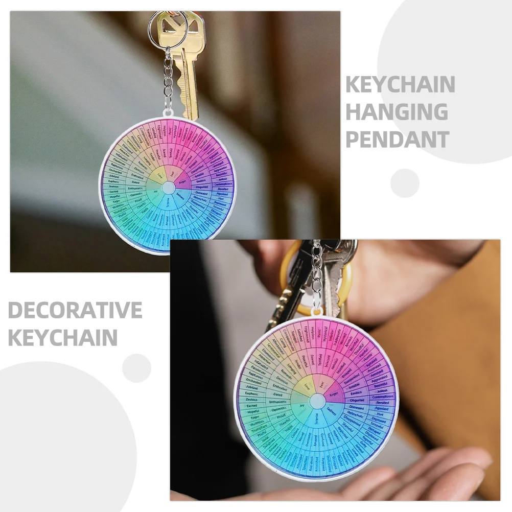 2 Pcs Car Keychain Emotional Sturdy Keychains European and American Double Side Feelings Wheel Pendant