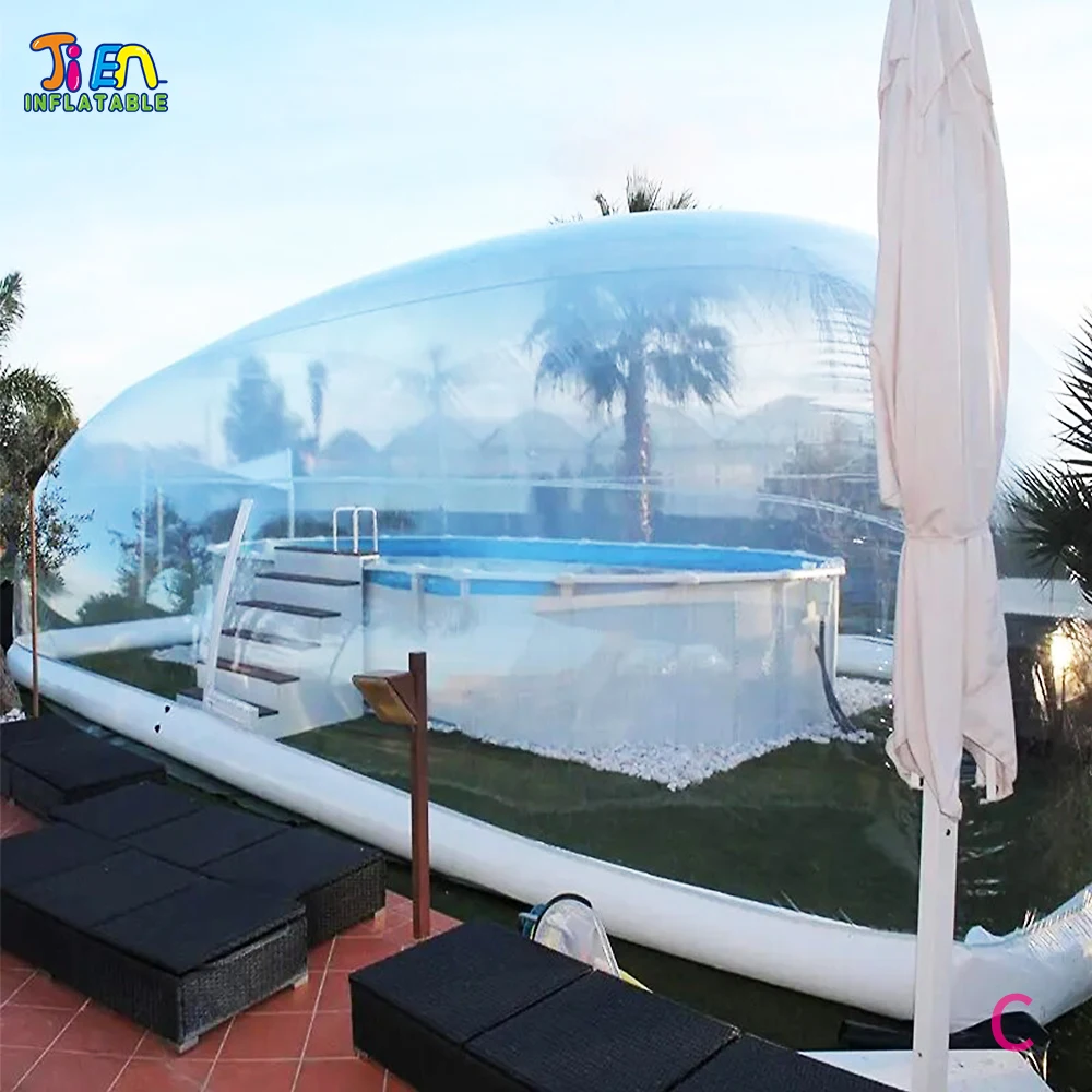 fast air ship to door,giant outdoor shelter inflatable clear dome tent,inflatable pool cover,giant transparent pool bubble tent