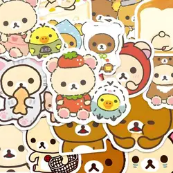 Pegatinas de dibujos animados Kawaii Rilakkuma, Linda cuenta de mano, bricolaje, funda de teléfono para cuaderno para niños, pegatinas impermeables, regalo de tema decorativo