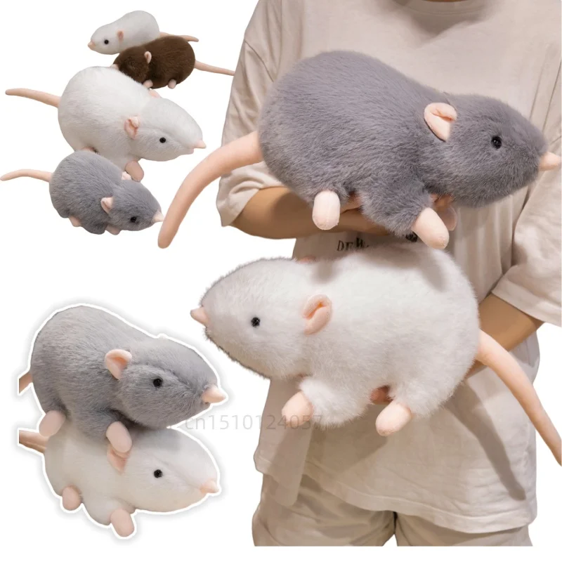 

30-100cm Simulation Cute Mouse Gray White Brown Plush Toys Throw Pillow Cushion Baby Comfort Doll Halloween Birthday Gift Decor