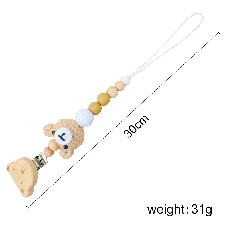 Nový móda děťátko dudlík řetízek háčkování děti kousací kousátka kreslený medvěd živočich dudlík proti pádu