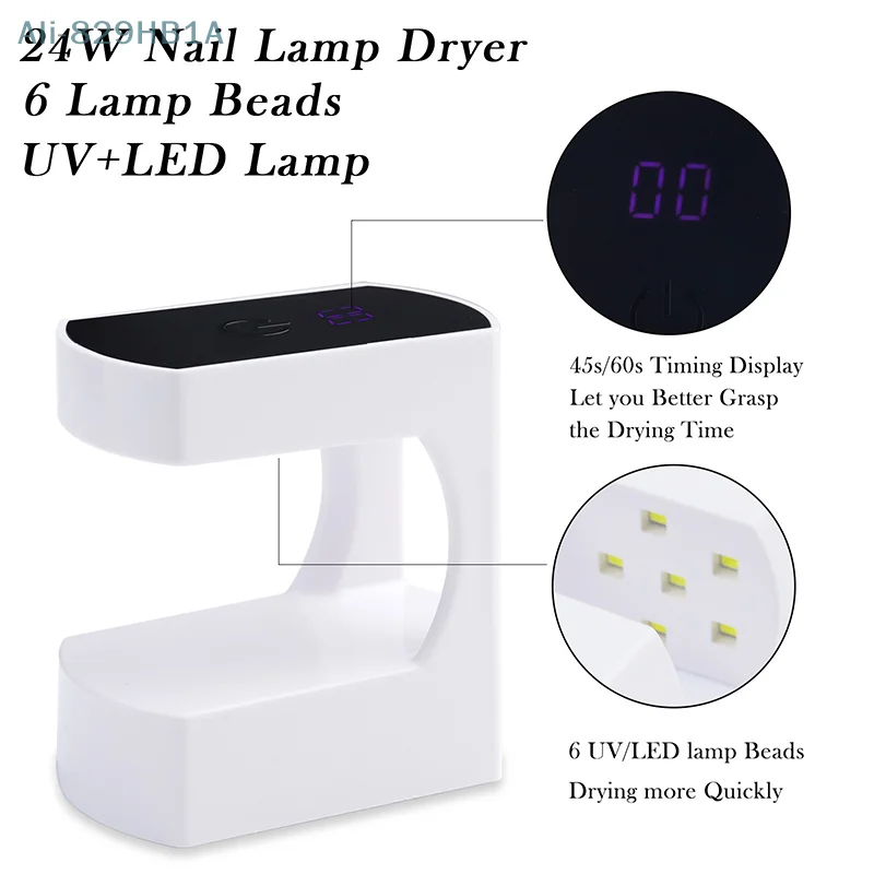 24W Uv Led Lamp Nagel Droger Voor Alle Soorten Gel Lak Polish Curing 6 Stuks Leds Lamp Voor Nail Manicure Machine Usb Connector