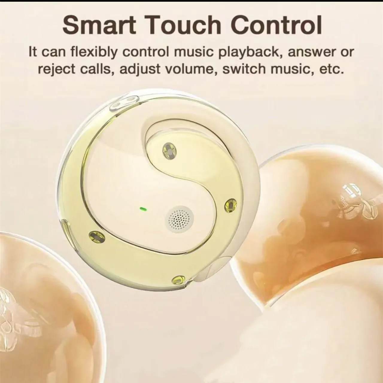 سماعات رأس لاسلكية مريحة مع خطاف أذن للتحكم باللمس مع ميكروفون سماعة رأس بلوتوث لاسلكية سماعات أذن للهاتف