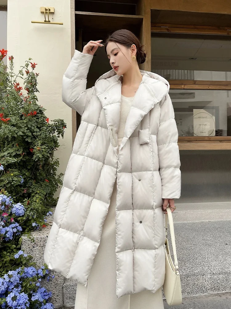 2024 New Puffer Coats Jackets for Women Fashion Simple Casual Down Jackets Windproof Thickened Warm Hooded Winter Coat Female