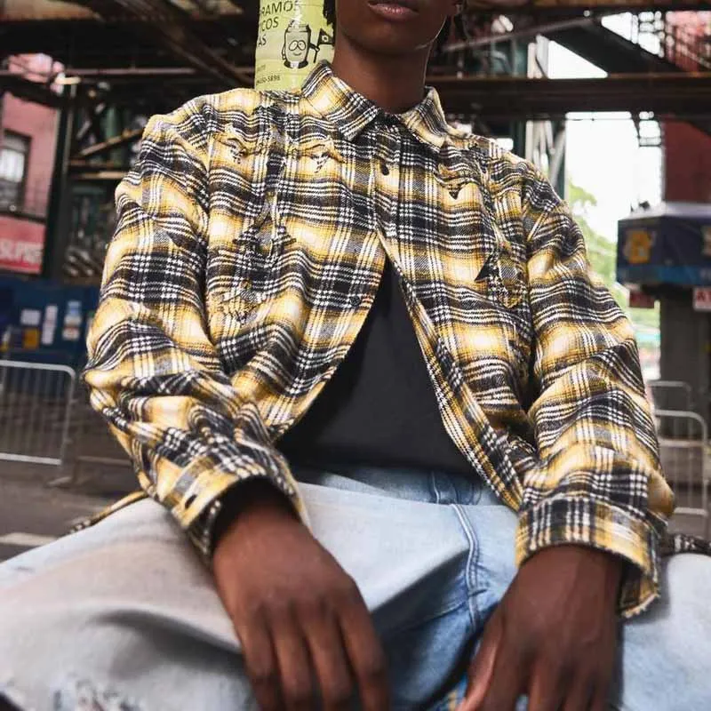 

Американская ретро клетчатая рубашка с длинными рукавами, свободная мужская и женская рубашка в одном тренде, новая рубашка на весну и осень