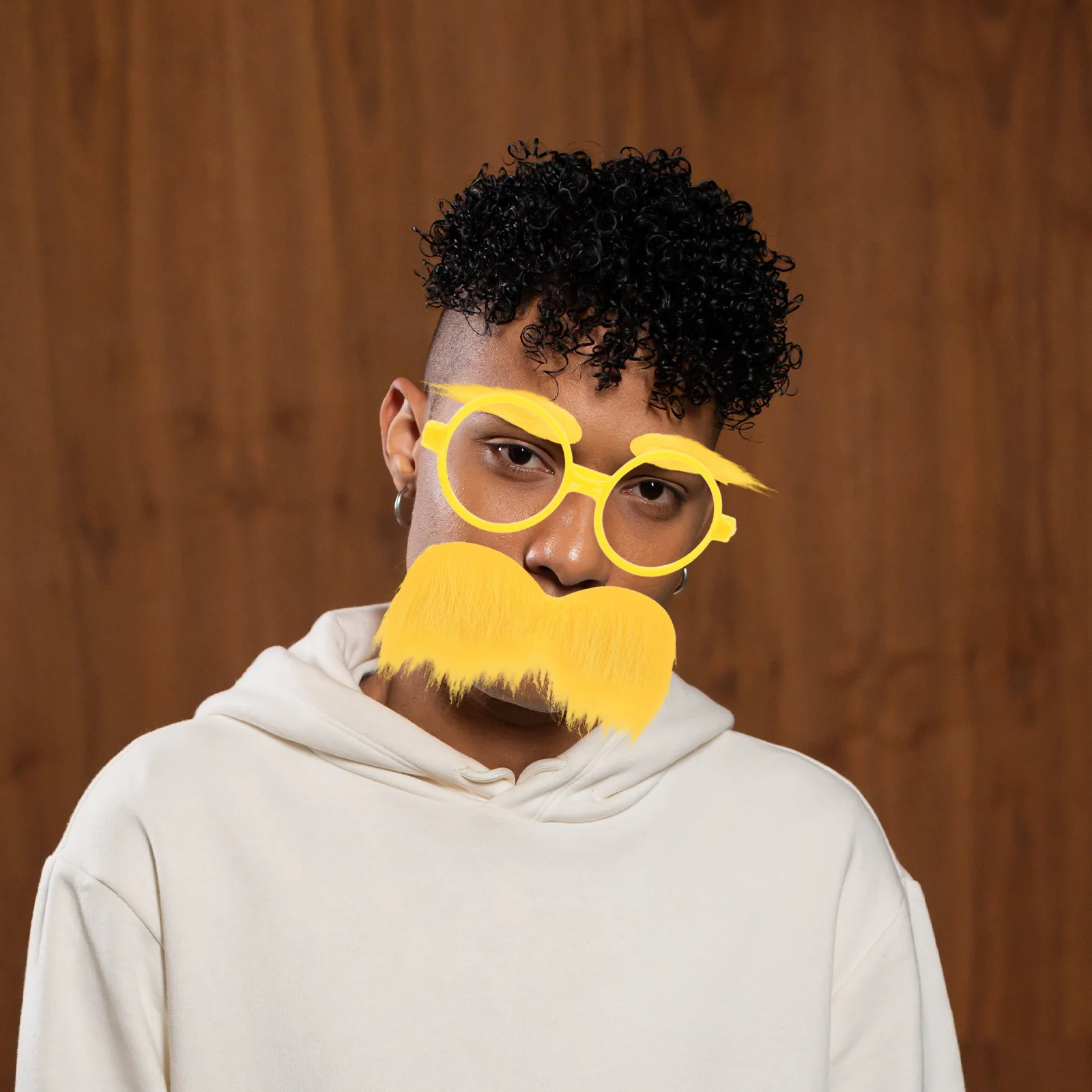 1 ensemble de lunettes jaunes, moustache, sourcils, décorations de fête, accessoires de Costume pour mascarade, carnaval, Cosplay, accessoires de stand Photo