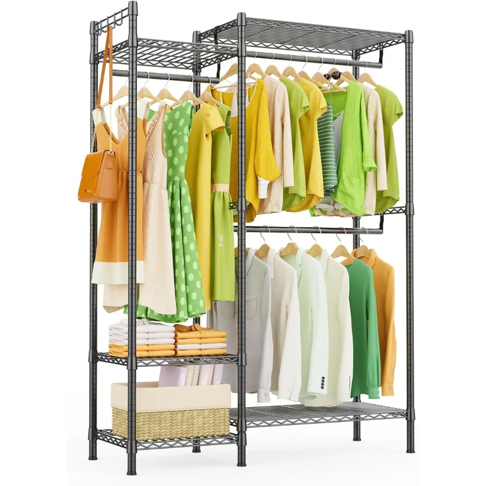 

Adjustable Wardrobe Closet Rack Portable Wardrobe for Clothes Freestanding Portable Wire Clothing Rack With Shelves Assembly