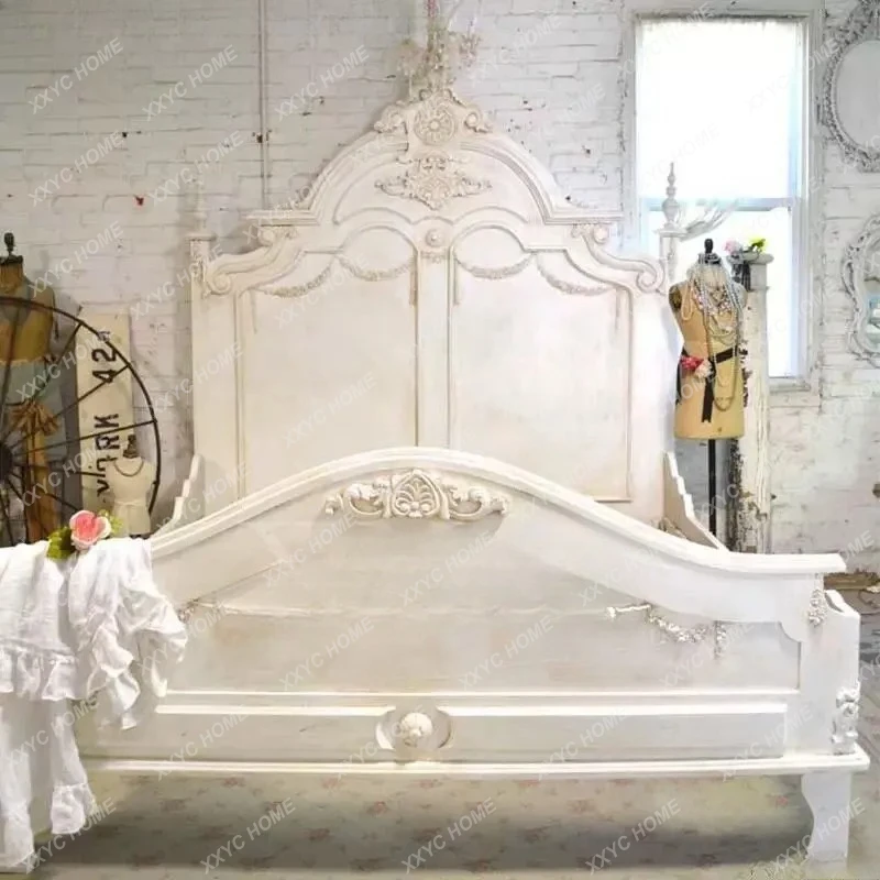 

retro carved old double bed palace rococo bedroom queen bed
